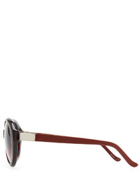 The Row Oval Leather Arm Sunglasses Red