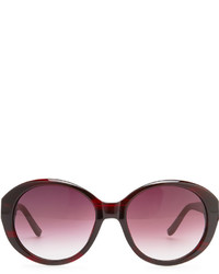 The Row Oval Leather Arm Sunglasses Red
