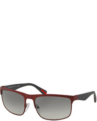 Prada Wire Frame Rectangular Sunglasses Matte Red