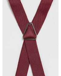 Topman Burgundy Plain Suspenders