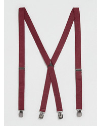 Topman Burgundy Plain Suspenders