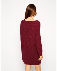 Asos Collection Slouchy Sweater Dress In Off The Shoulder Shape