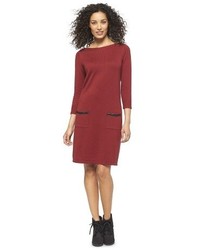 Merona Long Sleeve Sweater Dress Wfaux Leather Trim