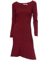 Max Studio V Neck Ribbed Sweater Dress