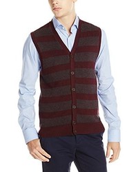 Haggar Jacquard Horizontal Stripe Button Front Vest