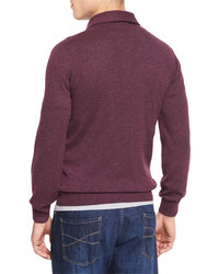 Brunello Cucinelli Solomeo Wool Blend Polo Sweater Maroon