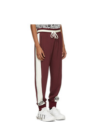 Dolce and Gabbana Burgundy And White Stripe Lounge Pants