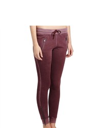 Cotton Citizen Slim Sweatpants With Ankle Zippers Brown Burgundy