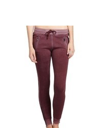 Cotton Citizen Slim Sweatpants With Ankle Zippers Brown Burgundy
