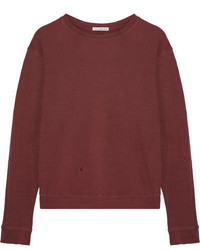 James Perse Distressed Cotton Jersey Sweatshirt Burgundy