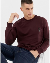 New Look Sweatshirt With Snake Embroidery In Burgundy