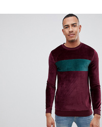 ASOS DESIGN Tall Muscle Sweatshirt With Velour Stripes