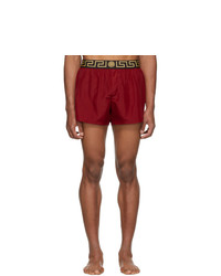 Versace Underwear Red Greek Key Border Swim Shorts
