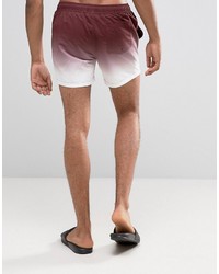 Asos Swim Shorts In Dip Dye Burgundy Short Length