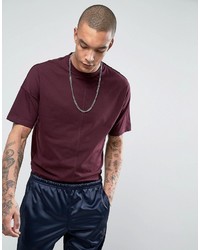 Asos Oversized T Shirt With High Neck And Cut And Sew Seams In Red