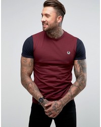 Fred Perry Sports Authentic Slim Fit Color Block Panel T Shirt Red