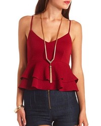 Charlotte Russe Textured Double Peplum Crop Top