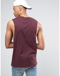 Asos Tall Sleeveless T Shirt With Dropped Armhole In Oxblood