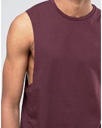 Asos Tall Sleeveless T Shirt With Dropped Armhole In Oxblood