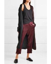 Ann Demeulemeester Cropped Striped Hammered Satin Pants