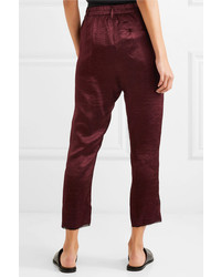 Ann Demeulemeester Cropped Striped Hammered Satin Pants