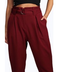 Boohoo Idina D Ring Woven Tapered Tailered Trousers
