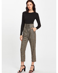 Shein Lace Up Empire Cropped Pants