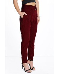 Boohoo Petite Katie D Ring Woven Tapered Trousers