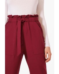 Boohoo Violet Premium Paper Bag Waist Belted Trouser