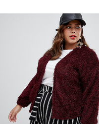 New Look Plus New Look Curve Fluffy Cardigan In Red