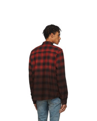 Amiri Red And Black Flannel Dip Dye Shirt