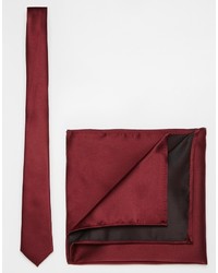 Asos Brand Burgundy Tie And Pocket Square Pack