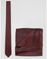 Asos Brand Burgundy Tie And Pocket Square Pack