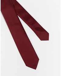 Asos Brand Burgundy Tie With 4 Way Pocket Square Pack Save 21%