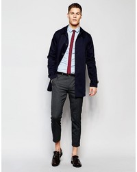 Asos Brand Skinny Shirt In Light Blue With Burgundy Tie Pack Save 15%
