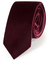 Charles Tyrwhitt Burgundy Cotton Luxury Velvet Slim Tie