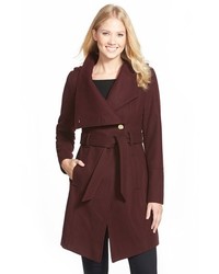 GUESS Belted Asymmetrical Wool Blend Trench Coat
