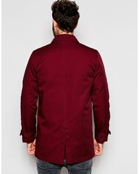 Asos Brand Trench Coat With Buttons In Burgundy