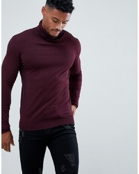 Religion Muscle Fit Knit Jumper In Burgundy