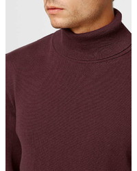 Topman Burgundy Cotton Turtle Neck Sweater
