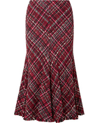 Burgundy Tweed Midi Skirt