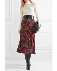 Alexander McQueen Frayed Tweed Midi Skirt