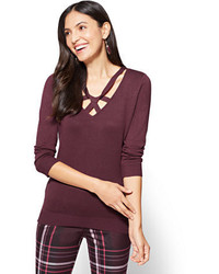 New York & Co. 7th Avenue Sweater Collection Criss Cross V Neck