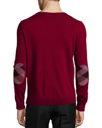 Burberry Brit Dockley Wool V Neck Sweater Dark Red