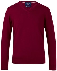 Charles Tyrwhitt Burgundy Merino V Neck Slim Fit Sweater
