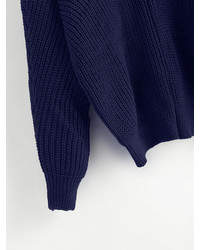 Shein Criss Cross V Back Chunky Knit Sweater