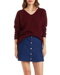Mixed Stitch Dropped Shoulder Pullover Sweater