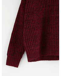 Shein Overlap V Neck Marled Knit Jumper