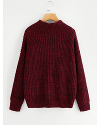 Shein Overlap V Neck Marled Knit Jumper