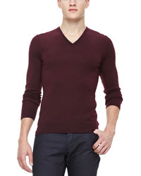 Ralph Lauren Black Label V Neck Sweater Burgundy